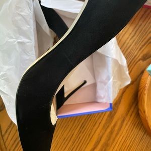 Black suede high heels